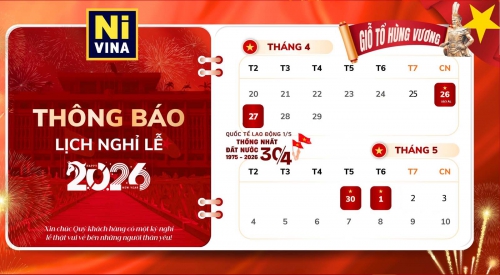 [THÔNG BÁO] LỊCH NGHỈ LỄ GIỖ TỔ HÙNG VƯƠNG, 30/04 và 01/05/2026